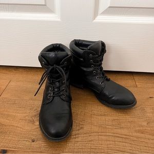 Black Leather Lace Up Combat Boots